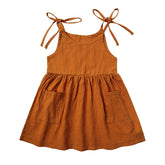 Kids Girl Summer Cotton Pocket Halter Dress-Veeddydropshipping